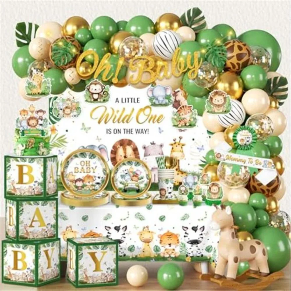 Safari Baby Shower Decorations Boy Jungle Party Supplies All in One Kit Tablewar